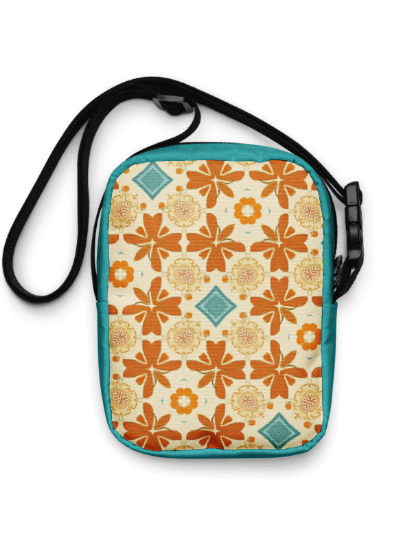 Teal, Orange and Tan Boho Crossbody Bag – Two-Pattern Style product image (2)