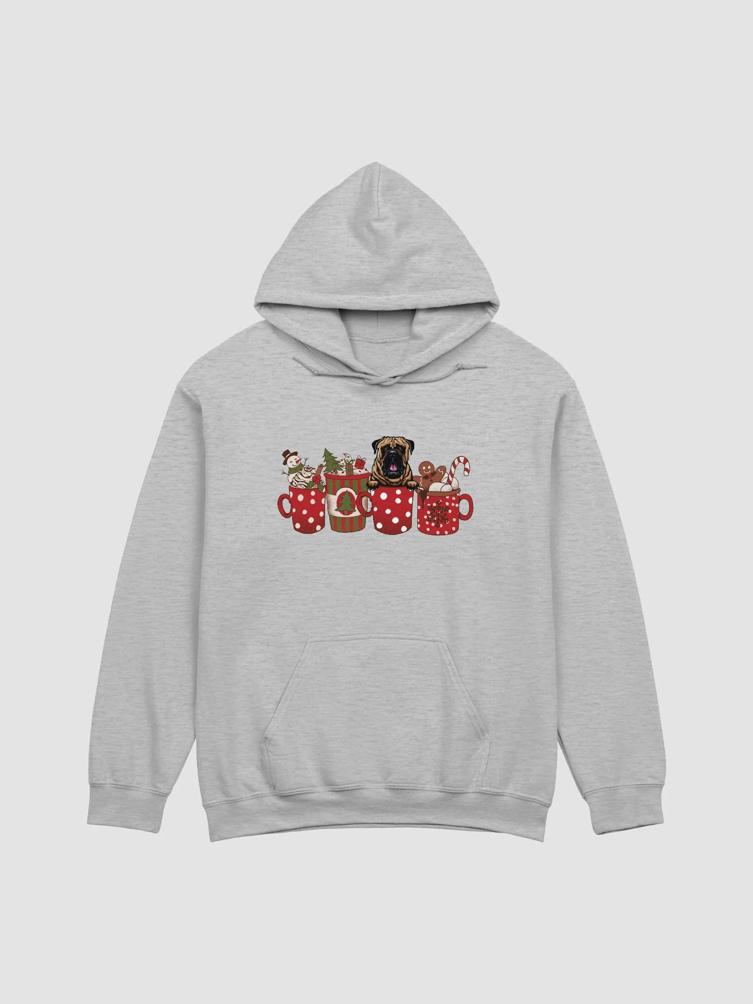 Cute Bullmastiff in a Christmas Cup Hooded Sweatshirt | Funny Christmas Pup in a Cup product image (24)