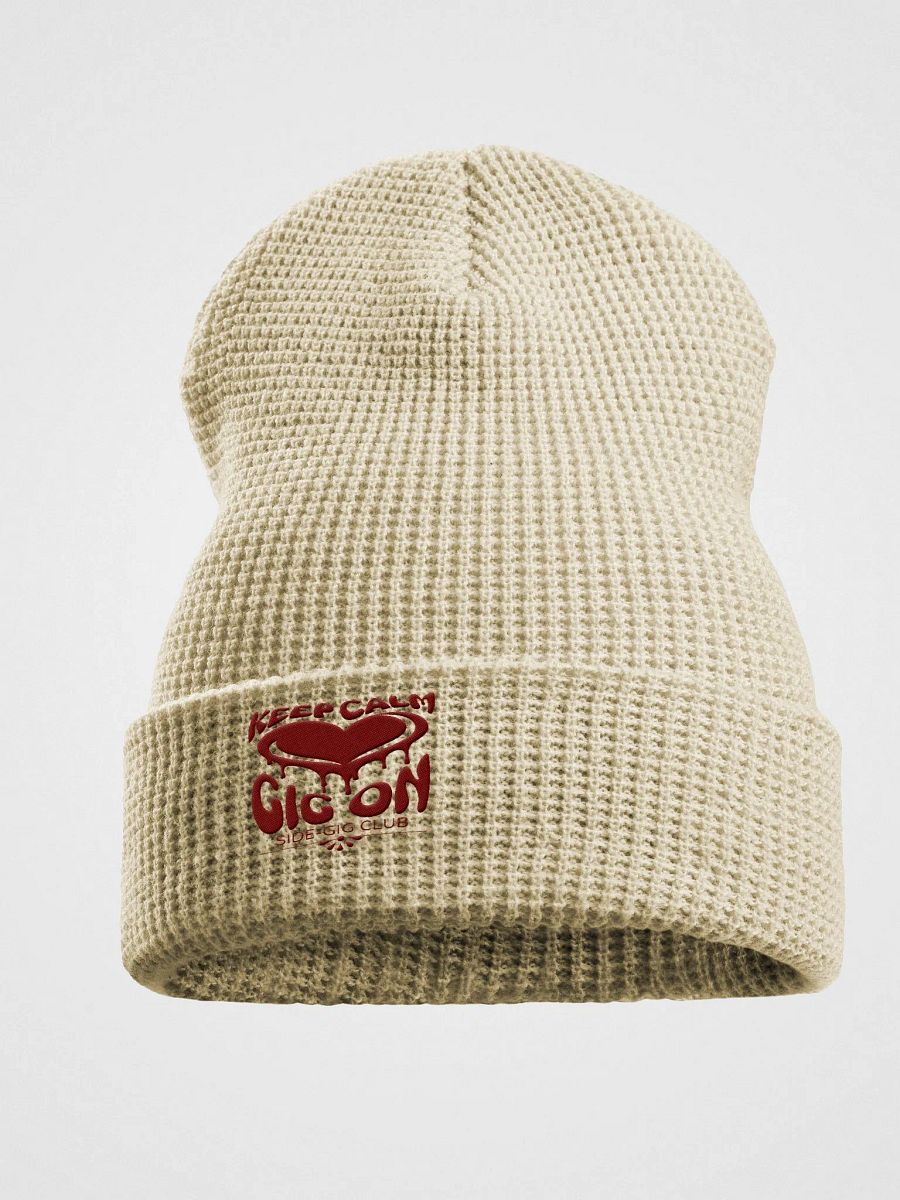 Keep Calm, Gig On Side-Gig Club Waffle Knit Beanie in Maroon product image (5)
