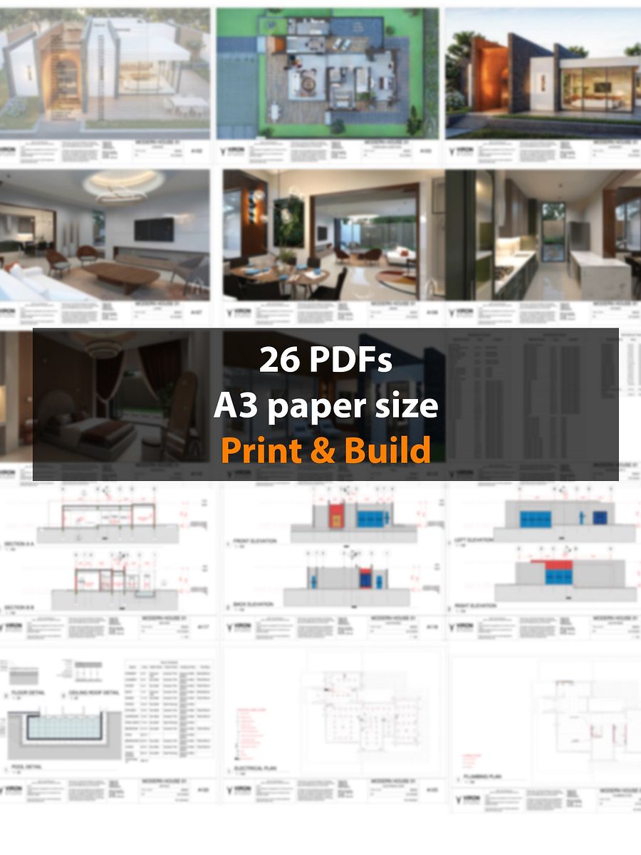 Modern House 01 - DIY Plans & Blueprints - Metric and Imperial (feet) - Print and build product image (7)