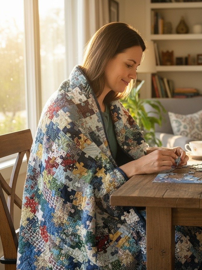 Patchwork Puzzle Throw Blanket – Cozy, Soft Silk-Touch for Puzzle Lovers product image (3)