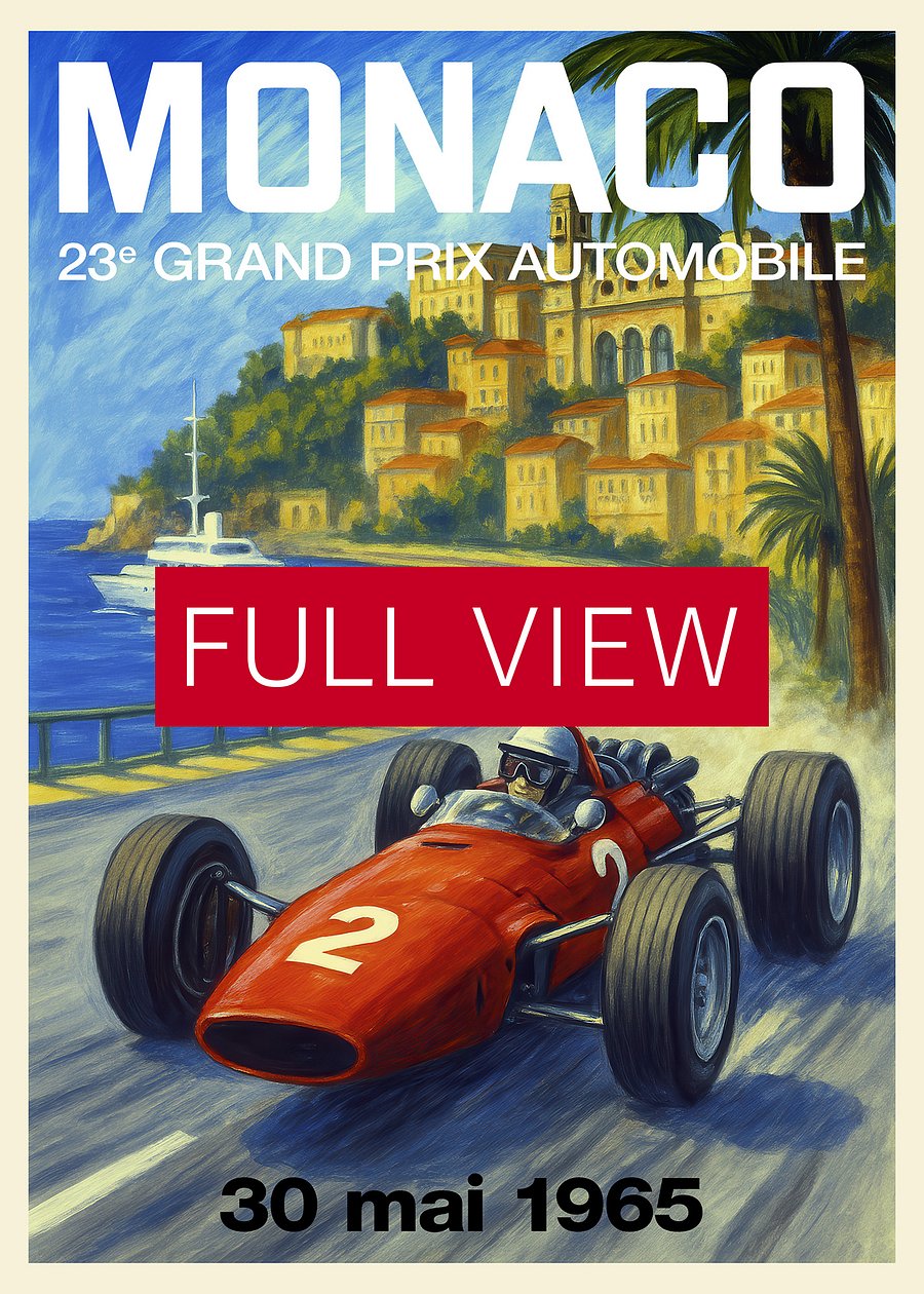 Monaco Vintage F1 Grand Prix 1965 Art Poster — Auto Racing Wall Art, Formula 1 Print product image (3)
