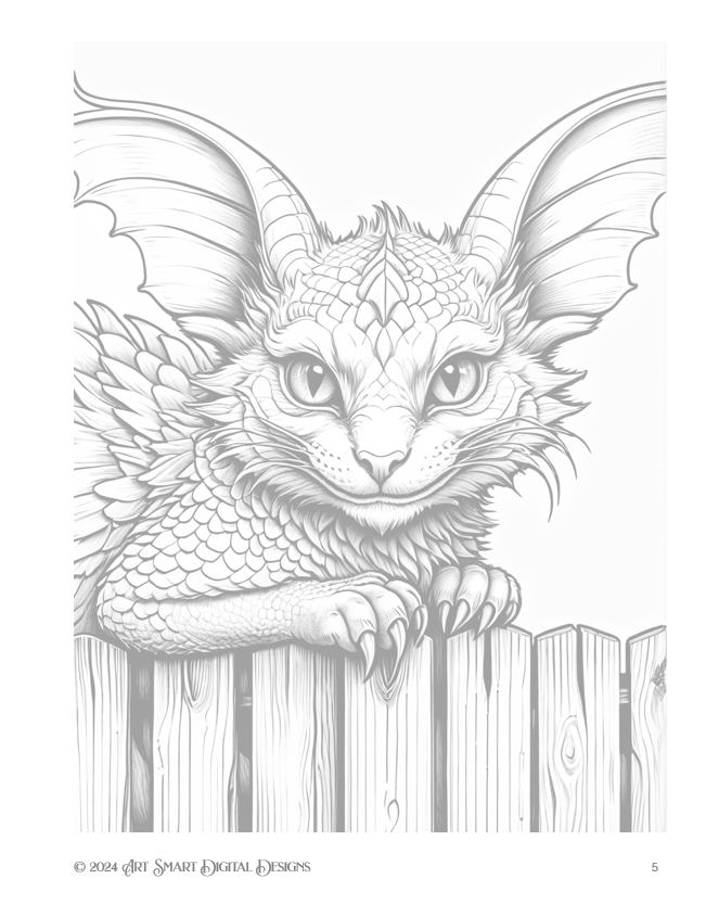 FREE Sample Pages from Cat Dragons Coloring Pages for Adults and Teens product image (5)