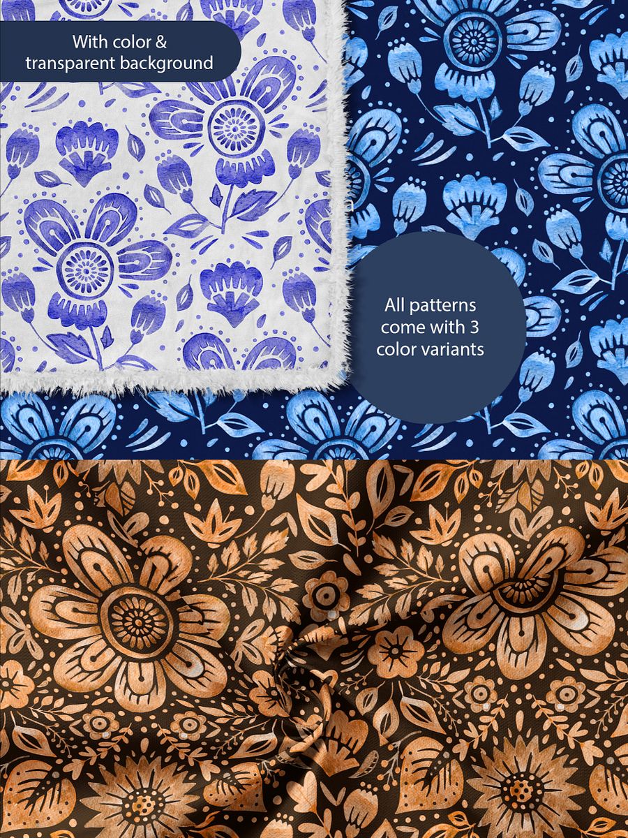 Folk Florals Seamless Patterns product image (2)