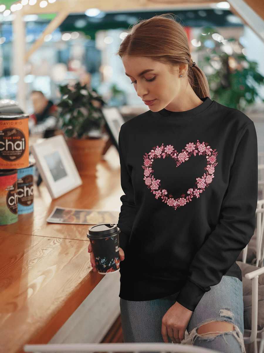 Red Floral Heart Unisex Eco Sweatshirt product image (1)