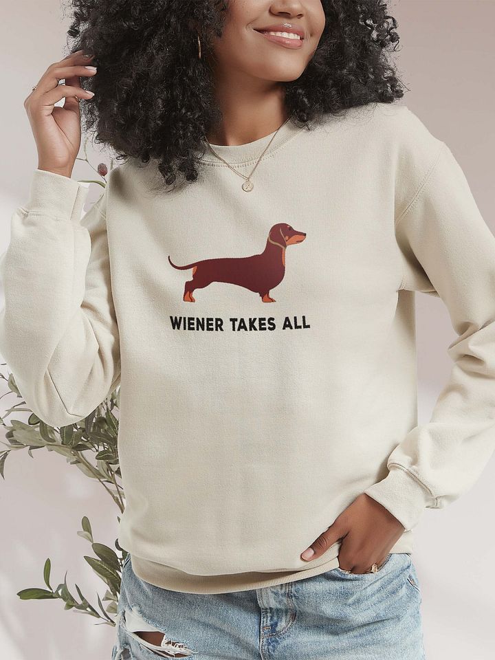 Wiener Takes All Sweatshirt (Embroidered) of a Dachshund(Red) product image (2)