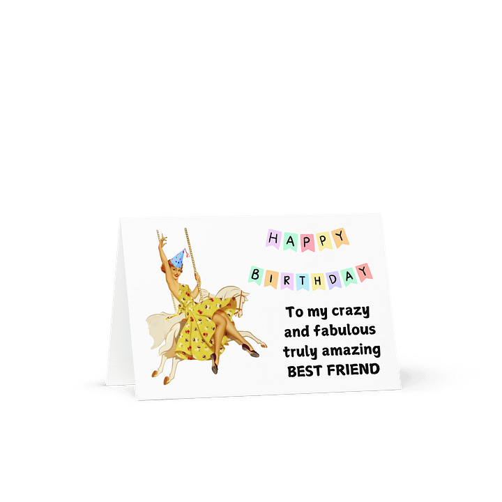 Best Friend Retro Girl on a Carousel Horse Birthday Card product image (2)