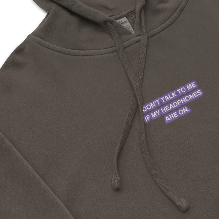 HEADPHONES ON (purple bubble design 2) embroidered pigment hoodie product image (1)