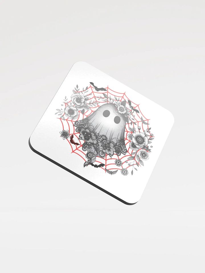 Lacey Ghost Gothic Floral Cork Coaster product image (1)