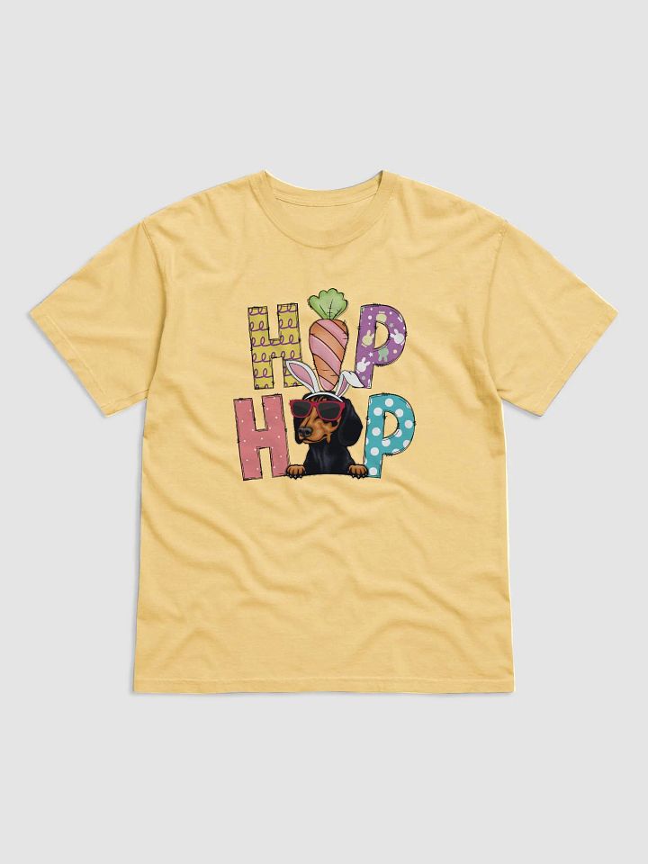 Hip Hop Easter Dachshund T-Shirt | Cute Easter Day Wiener/Doxie Wearing Bunny Ears and Sunglasses T-Shirt product image (2)