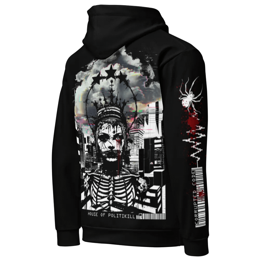 CORRUPTED CODE - DIGITAL GLITCH QUEEN UNISEX HOODIE - STATEMENT SWEATSHIRT product image (5)