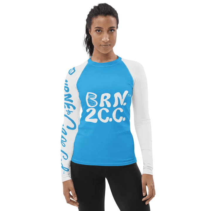BOURNE to Cape Cod™ | Women's Rash Guard | BRN.2C.C.™ | Deep Sky Blue & White product image (1)