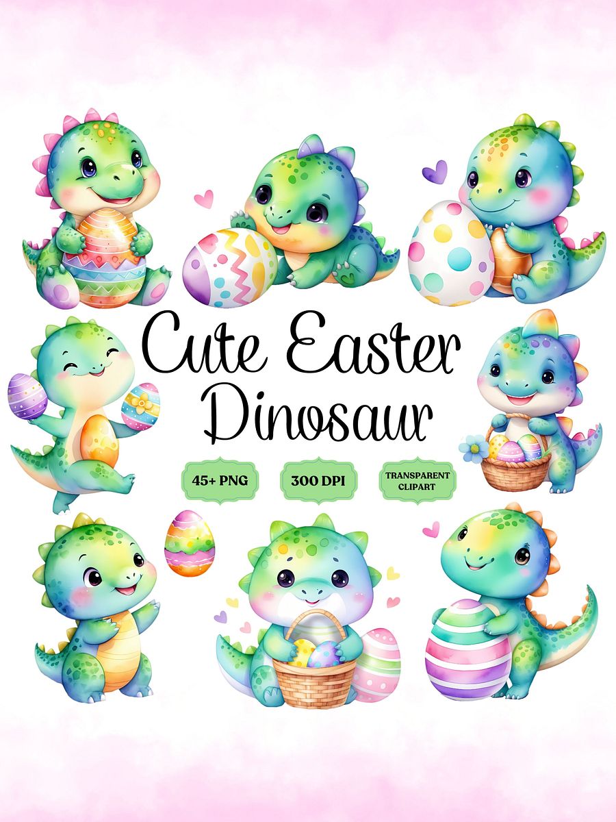 45+ Easter Egg Dinosaur Clipart Bundle product image (1)