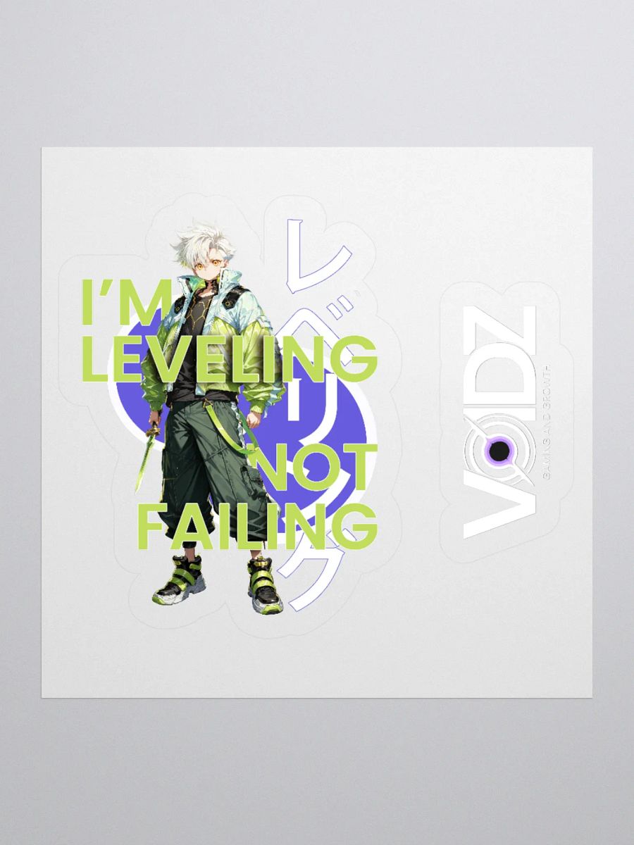 Leveling, not failing - Male anime Sticker + VOIDZ logo product image (2)
