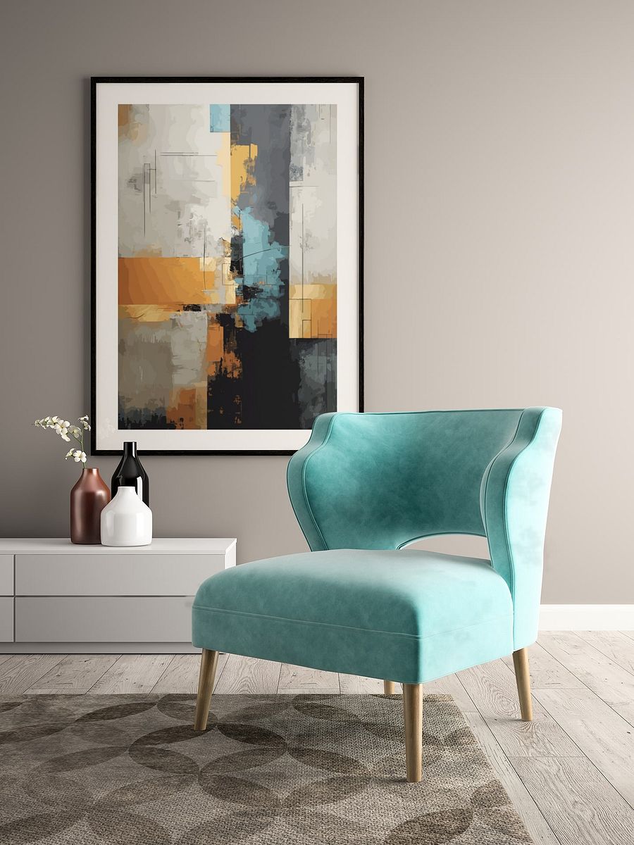 Urban Abstract Artwork Poster, Modern Industrial Wall Art, Rich Earth Tones with Teal Accents, Statement Piece for Home Decor product image (4)