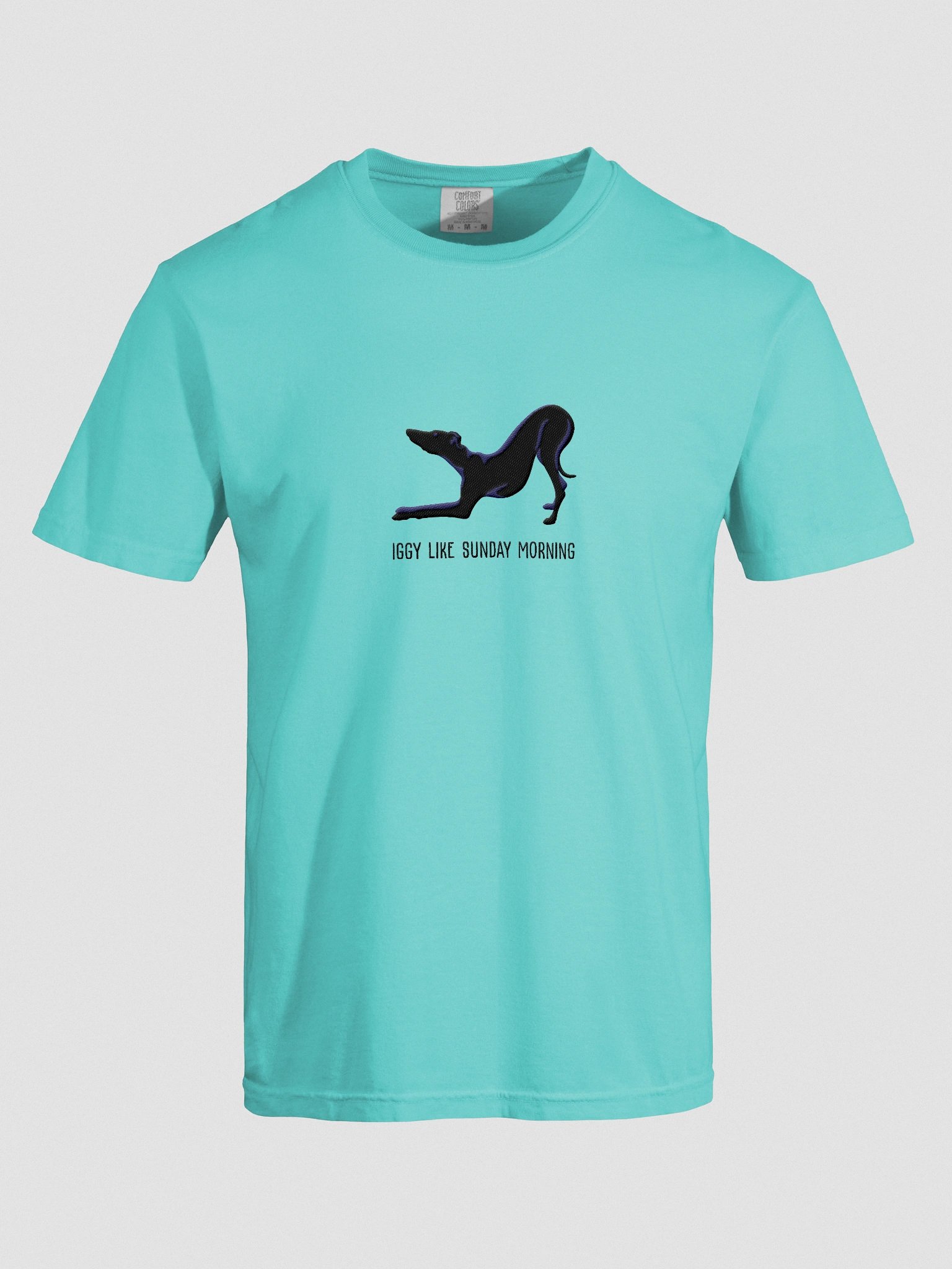Iggy Like Sunday Morning T-Shirt(Embroidered) of an Italian Greyhound(Black) product image (10)