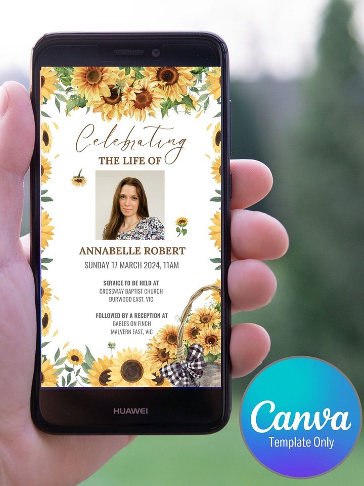 Sunflowers Evite Canva Template product image (1)