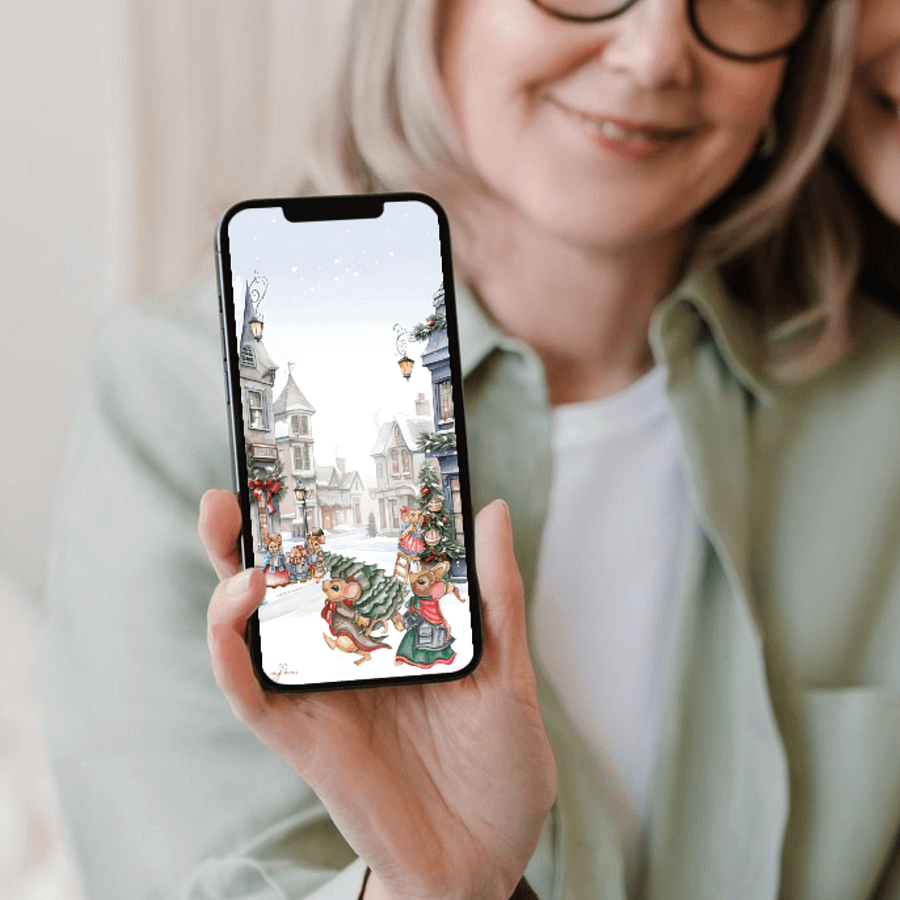 Prelude to Christmas Smartphone Digital Wallpaper | Festive Holiday Phone Background | Instant Download product image (5)