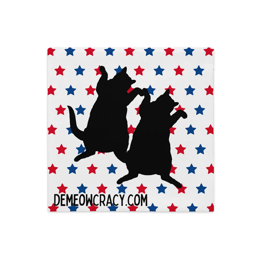 Dancing DeMeowcracy Kitties Reversible Pillow Cover - Red, White and Blue Stars product image (4)