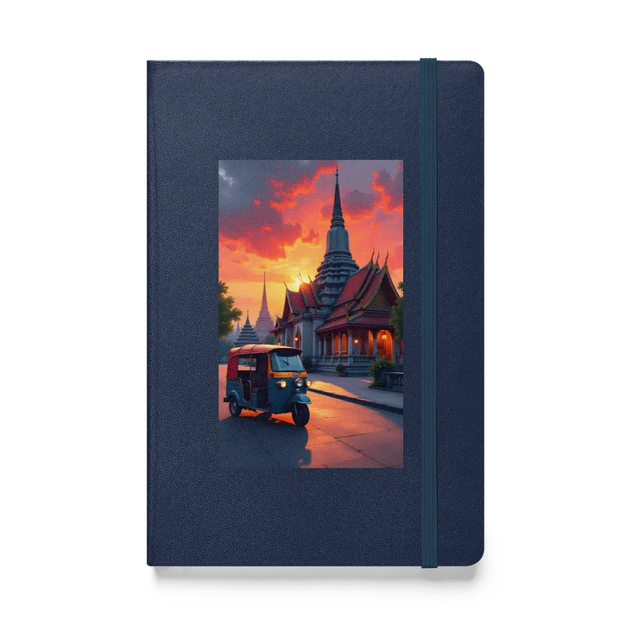 Tuk-Tuk at Sunset Near Thai Temple hardcover notebook product image (1)