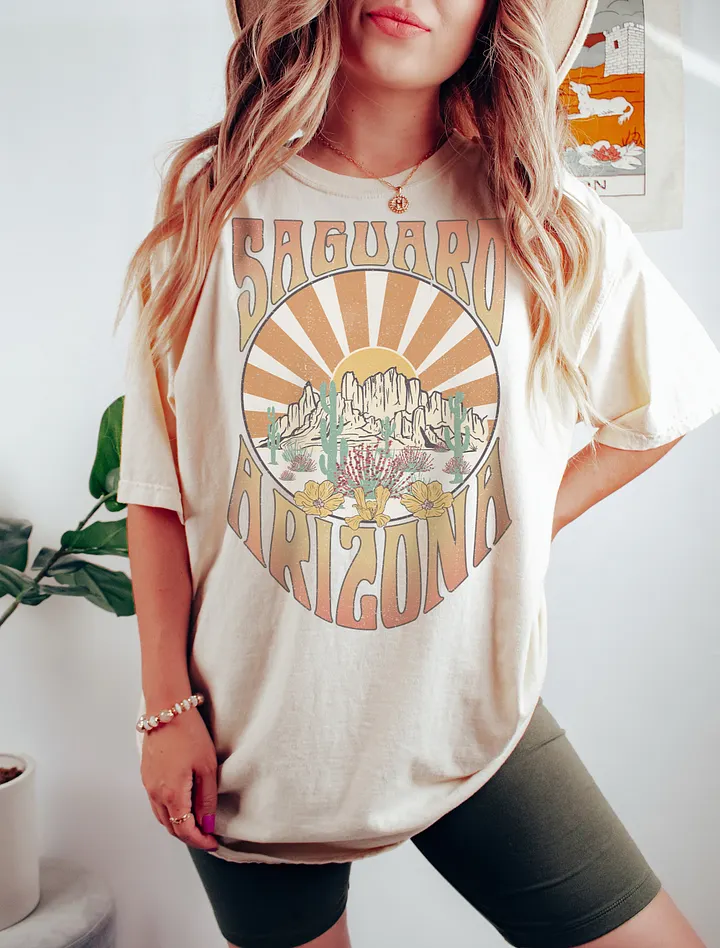 Saguaro National Park, Arizona 2 Tee | Art Nouveau-Style Western T-Shirt for Travel and Road Trips product image (10)