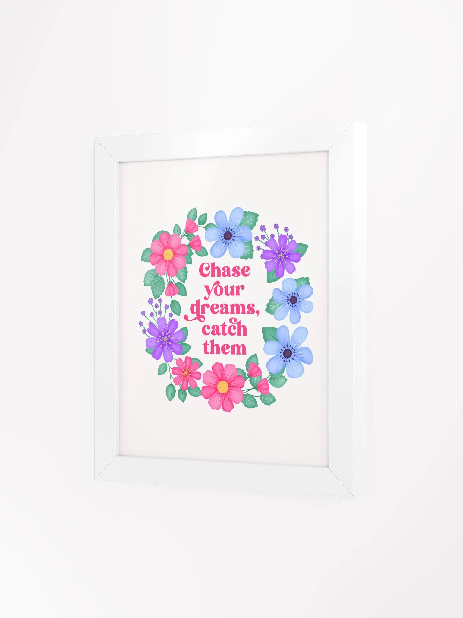 Chase your dreams catch them - Motivational Wall Art White product image (3)