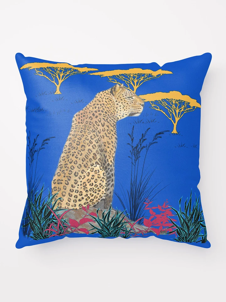 Blue Pillow with Leopard in the Dry Bushveld product image (1)
