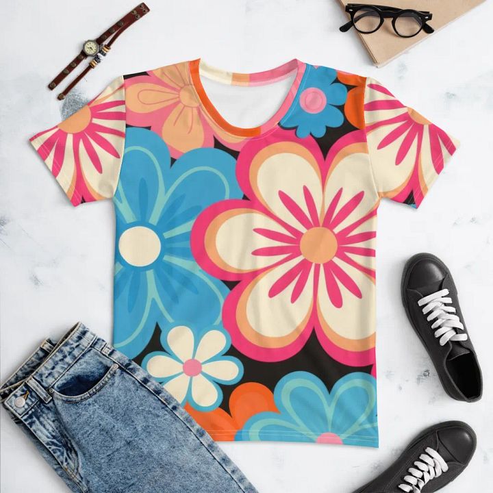 Retro Floral Fantasy All-Over Print Tee product image (2)