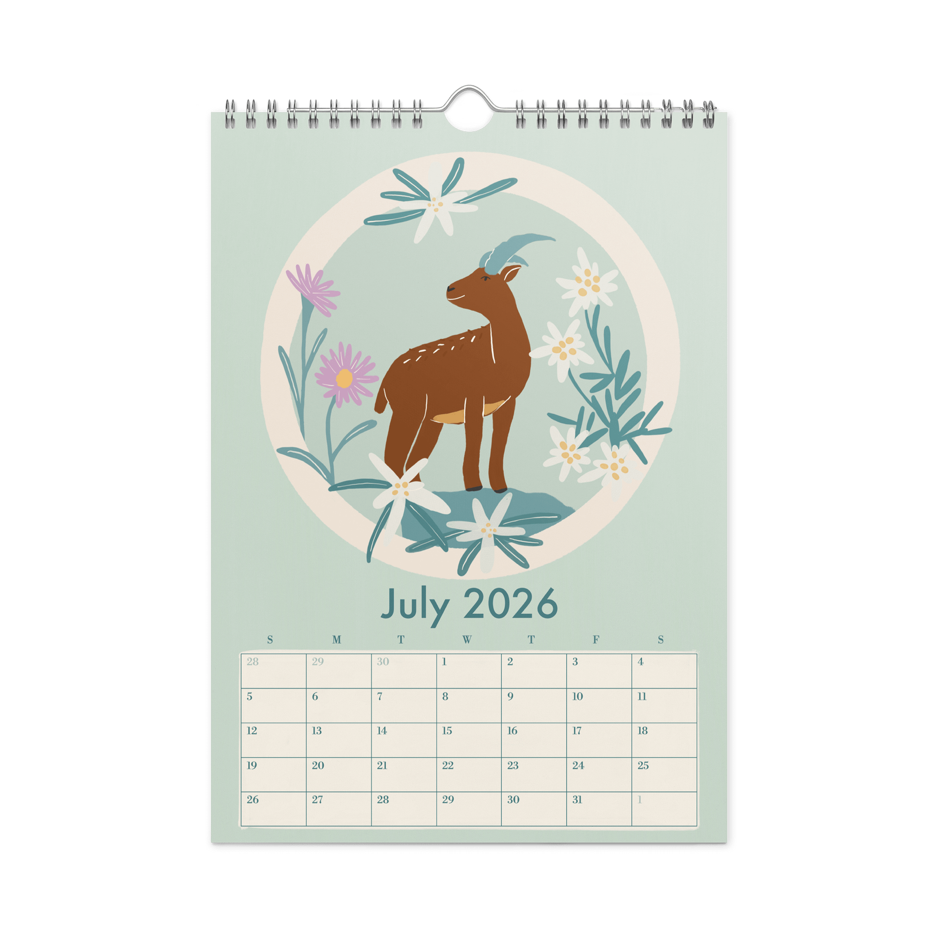 Swiss Wildlife 2026 Wall Calendar – Nature-Inspired Animal Art for Kids, Families & Nature Lovers product image (3)