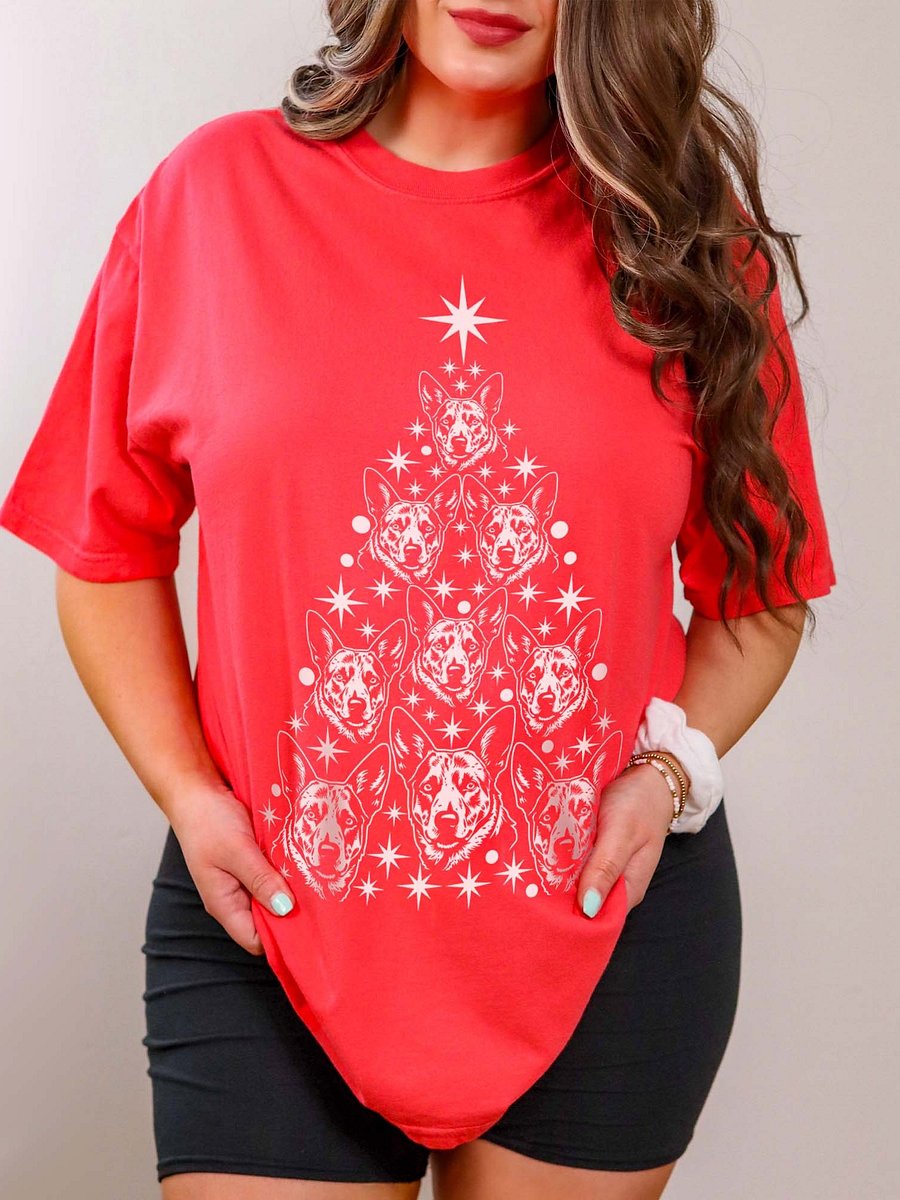 Australian Cattle Dog Christmas Tree T-Shirt(Blue/Red Heeler) product image (1)