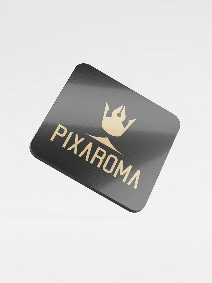 Pixaroma Crown Cork Coaster (Gold Logo - Black Edition) product image (1)