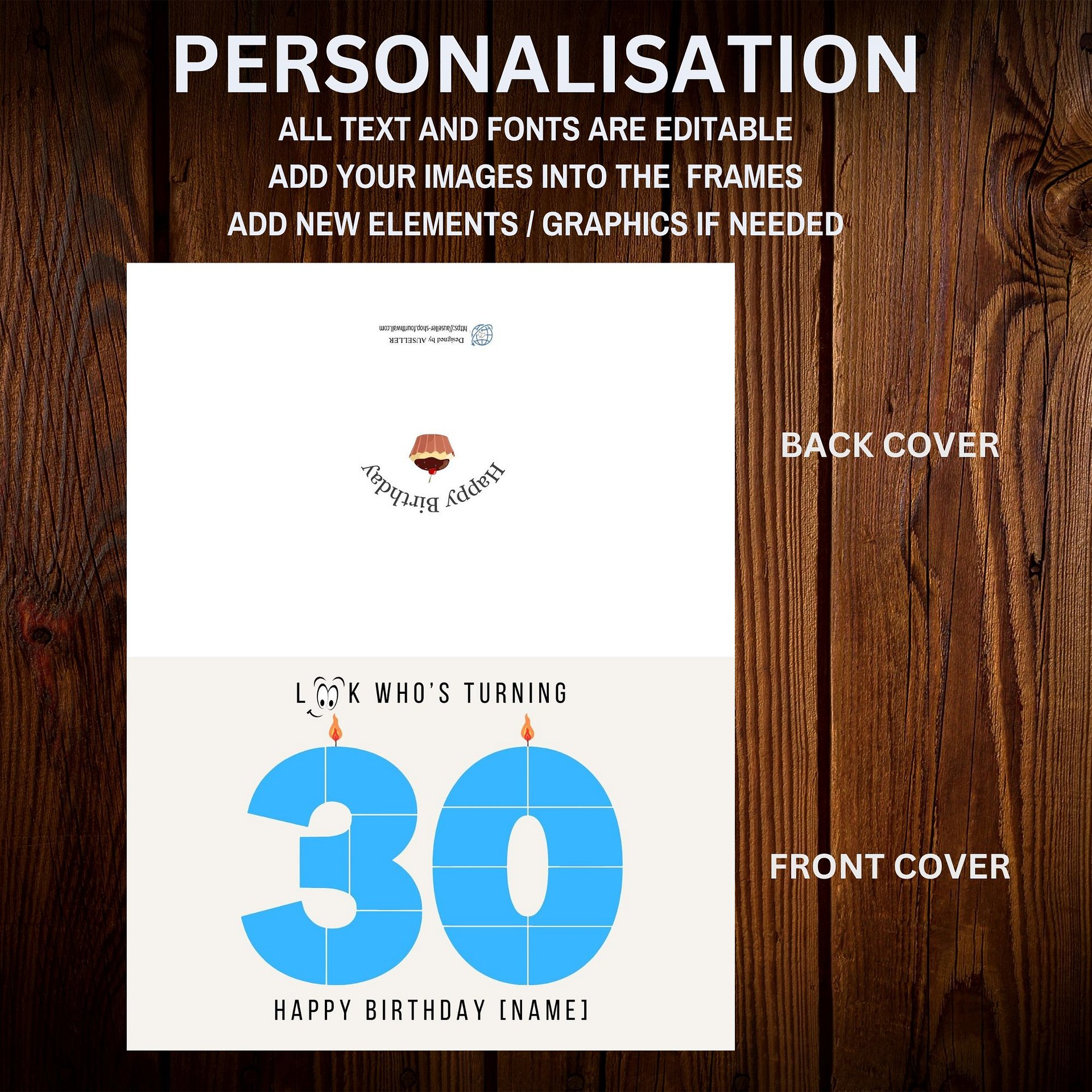 30th Birthday Number Photo Card Canva Template product image (5)