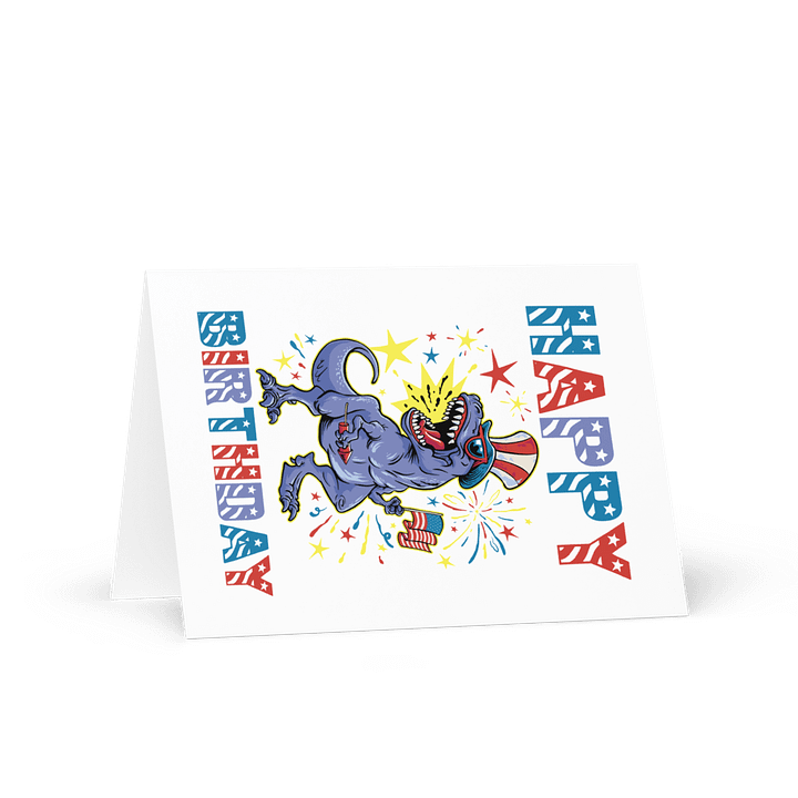 Happy Birthday (USA 4th Of July Dinosaur) Birthday Card 5" x 7" product image (1)
