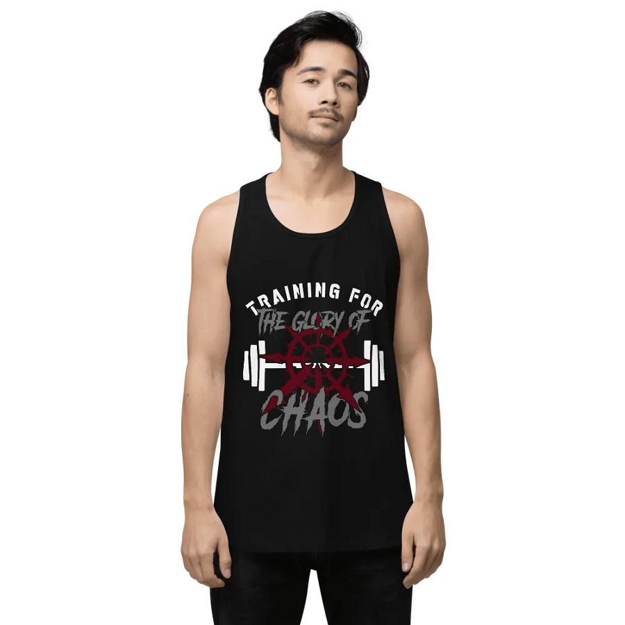 Training for the Glory of Chaos Men's Gym Tank Top | Warhammer 40K Chaos Workout Gear product image (1)