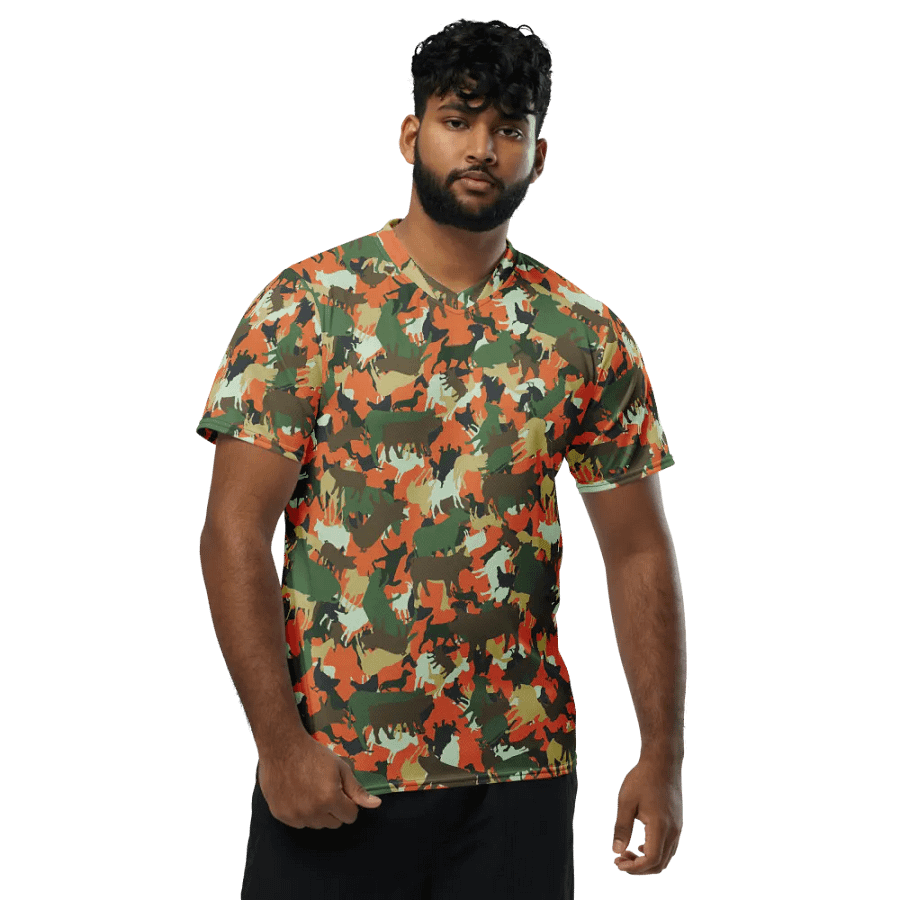 FARMOUFLAGE SAFE HUNTING CAMO RECYCLED UNISEX SPORTS JERSEY product image (7)