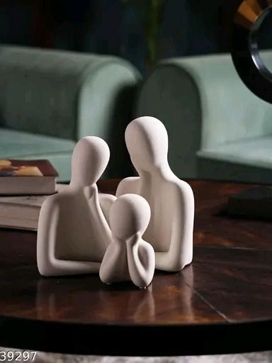 Couple Family Thinker Statue 3-Figure Ceramic Family Sculpture | Decorative Statues for Bookshelf | Home decor Showpiece for Living room desktop table showcase tv cabinet. product image (3)