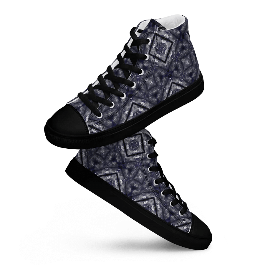 Abstract Dark Monochrome Diamond Men's Black Toe Canvas Shoe High Tops product image (9)