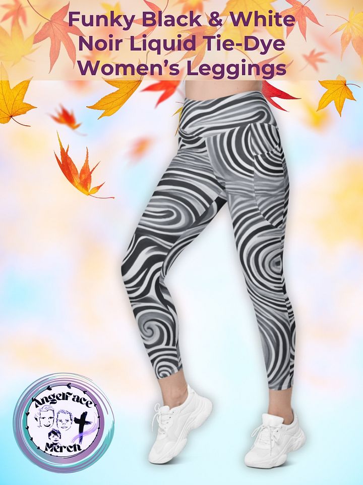 Funky Black and White Noir Liquid Tie-Dye Women's Leggings product image (1)