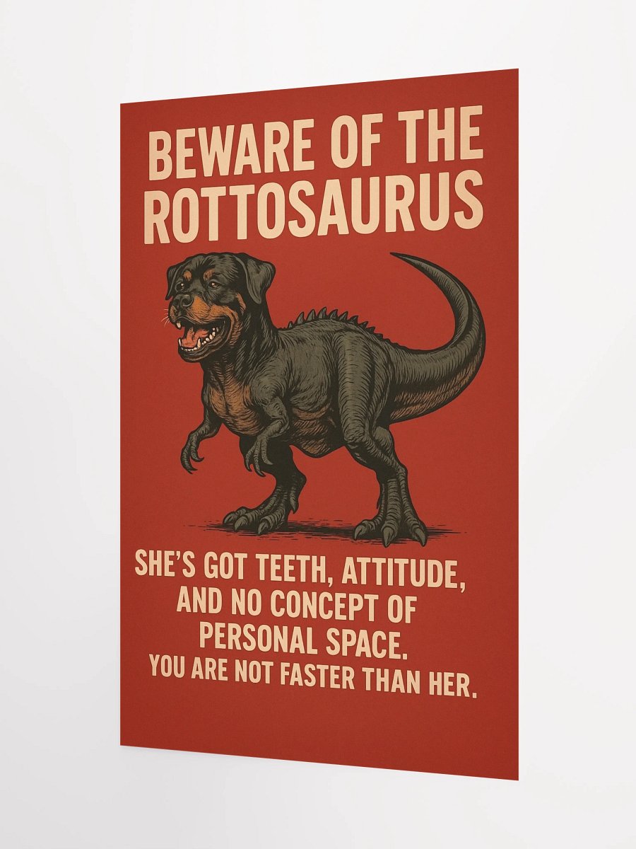 BEWARE OF THE ROTTOSAURUS POSTER (FEMALE ROTTWEILER VERSION) product image (9)