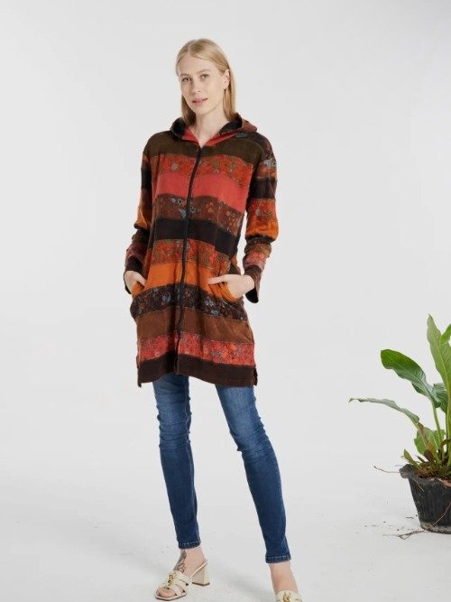 Women's Long Sleeve Shroom Patchwork Tunic Zip Hoodie product image (4)