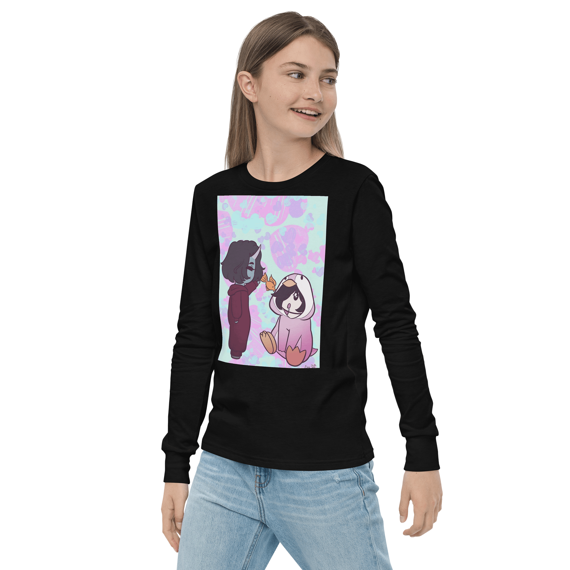 Feeding Pengu Youth Long Sleeve Shirt product image (3)