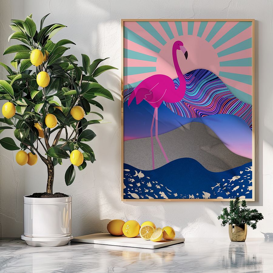 Funky Flamingo Collage Art Print product image (8)