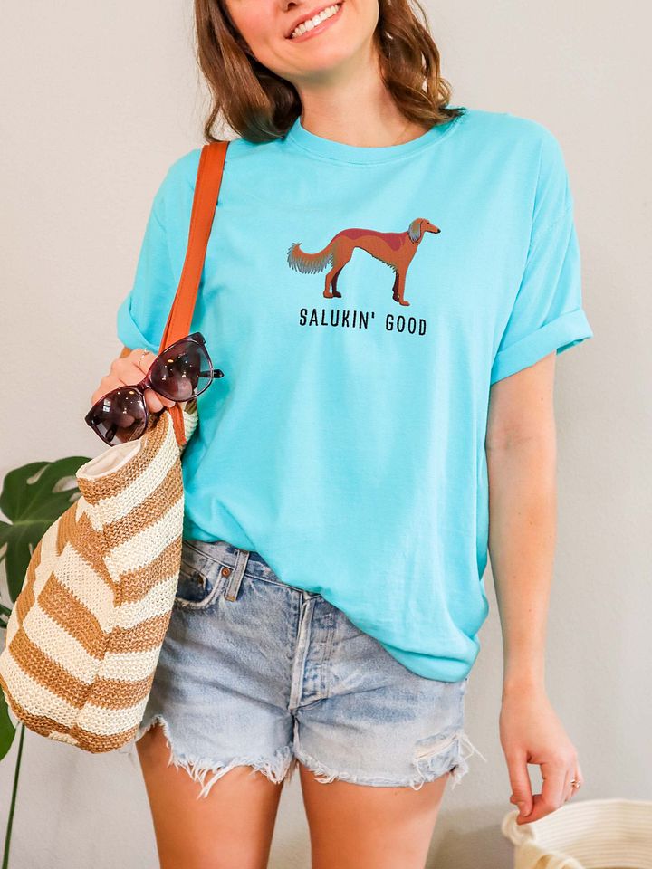 Salukin' Good T-Shirt(Embroidered) of a Saluki(Red) product image (2)