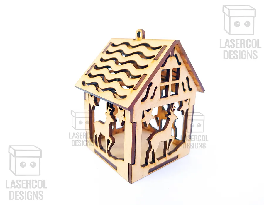 Christmas House Ornaments Set 2 (2 Sizes, 5 Styles) - Laser Cut Files product image (9)