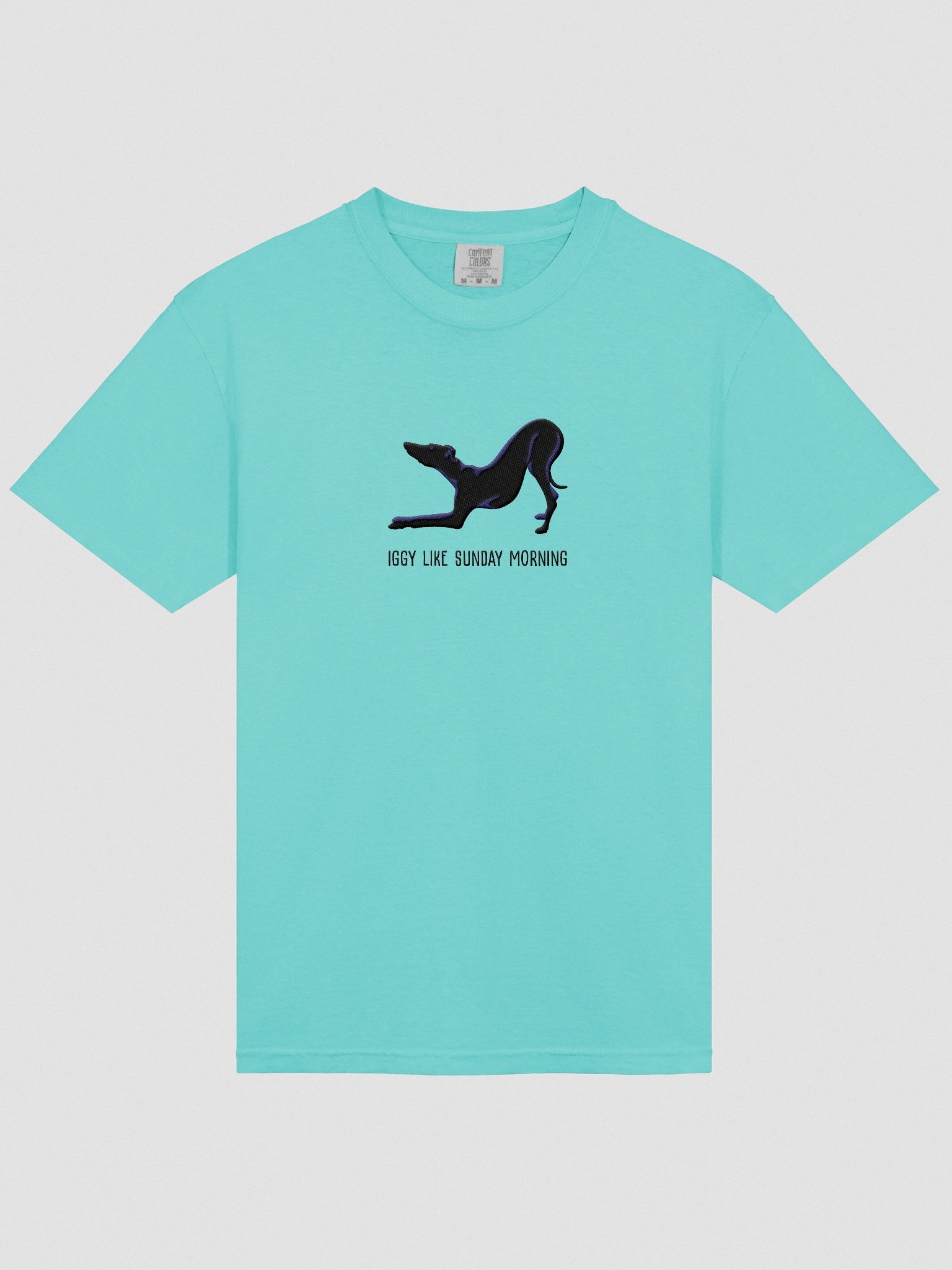 Iggy Like Sunday Morning T-Shirt(Embroidered) of an Italian Greyhound(Black) product image (6)