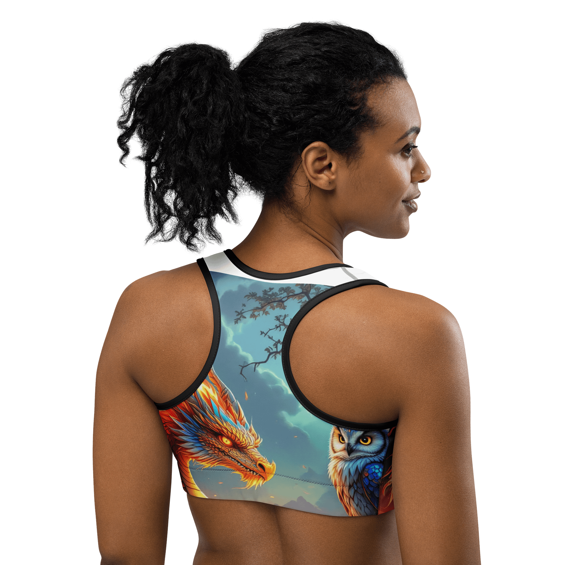 Dragon & Owl Fantasy All-Over Print Sports Bra product image (4)