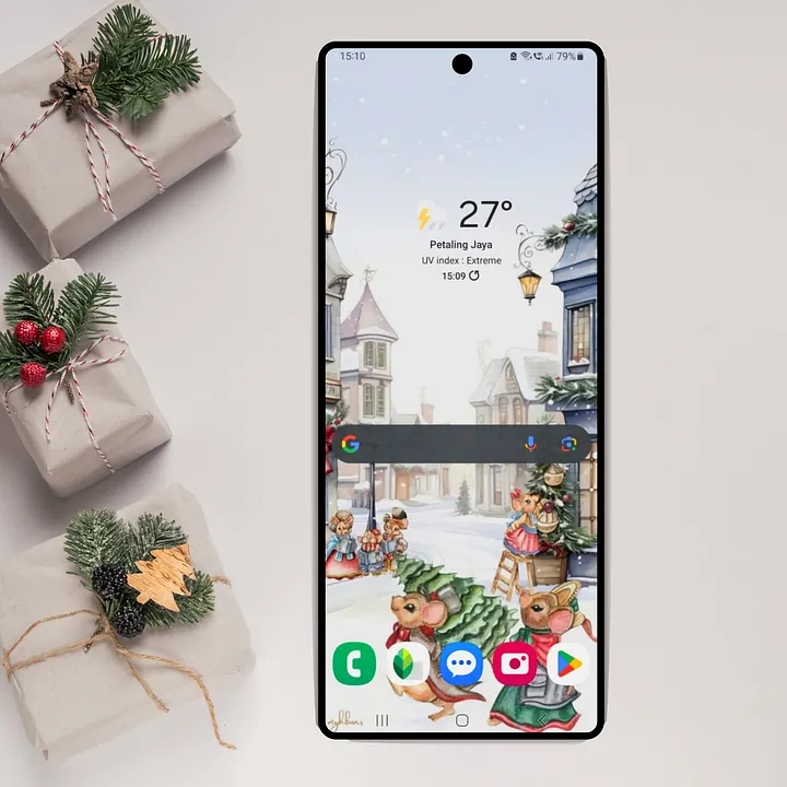 Prelude to Christmas Smartphone Digital Wallpaper | Festive Holiday Phone Background | Instant Download product image (1)