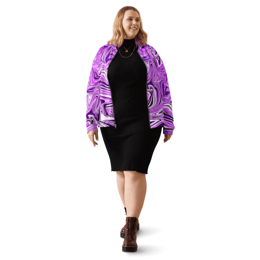 Unisex Bomber Jacket - Purple Digital Fluid Art product image (1)