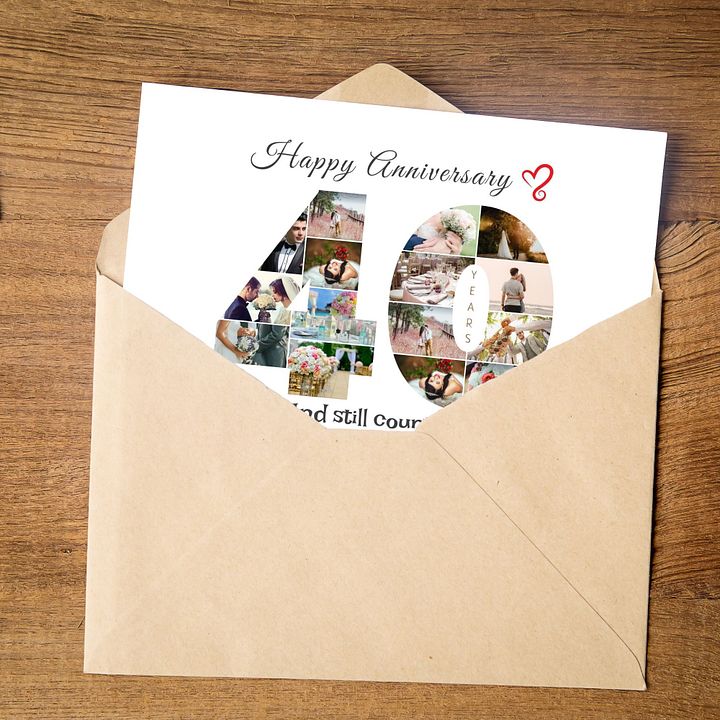 40 Year Anniversary Photo Card Editable Canva Template product image (2)