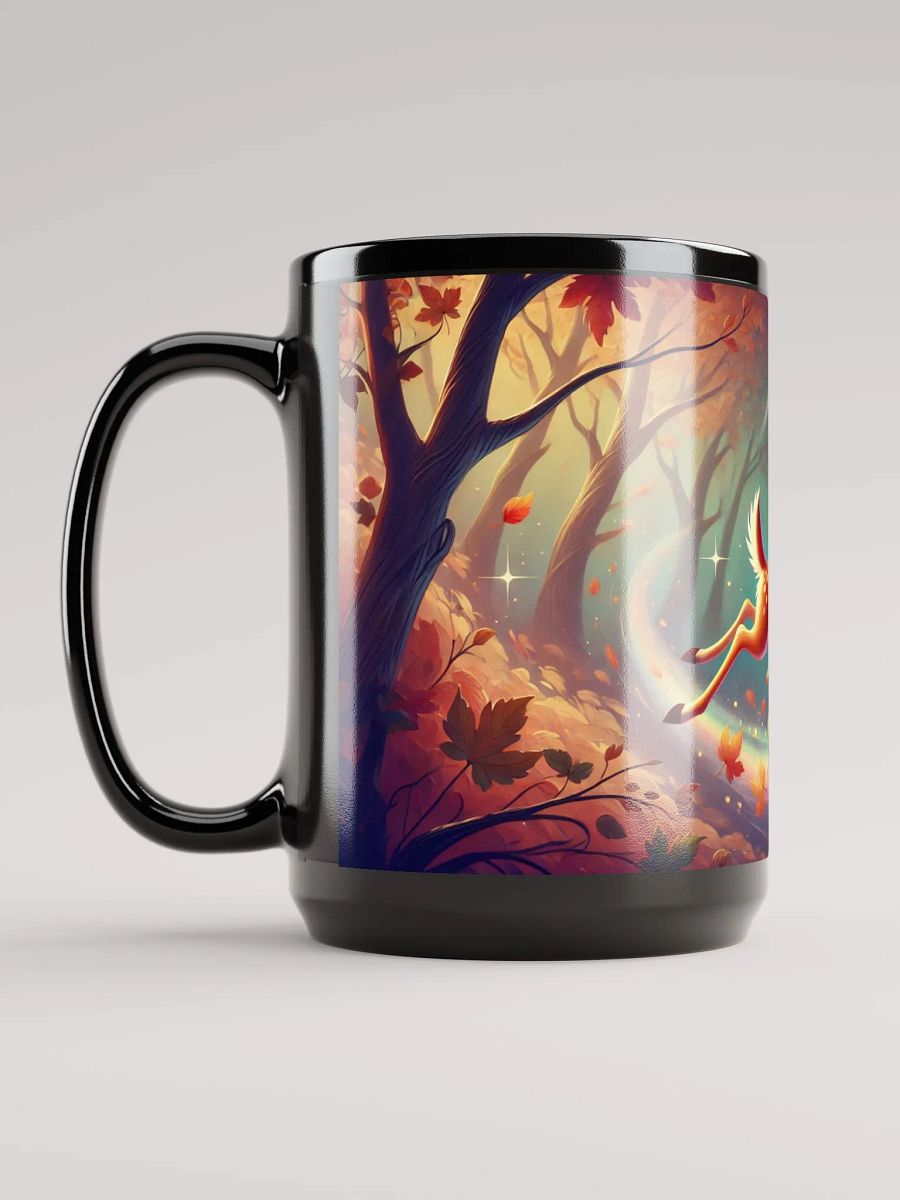 Magical Forest Deer Coffee Cup - 15 oz Glossy Black Mug product image (6)
